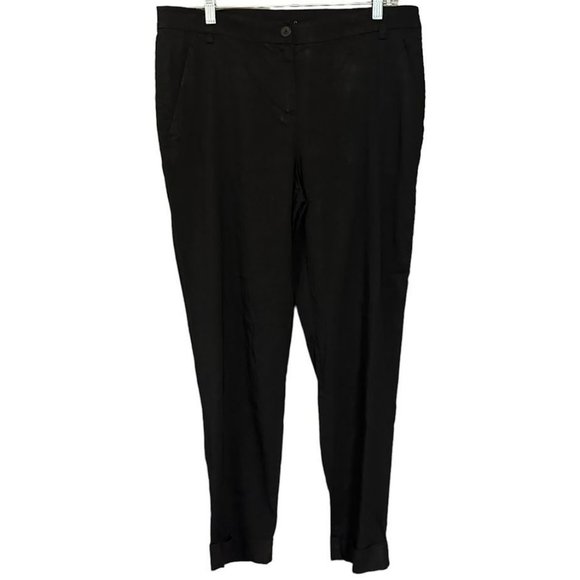 Eileen Fisher Black Linen Blend Slim Leg Cropped Pants Womens‎ M - Picture 1 of 5